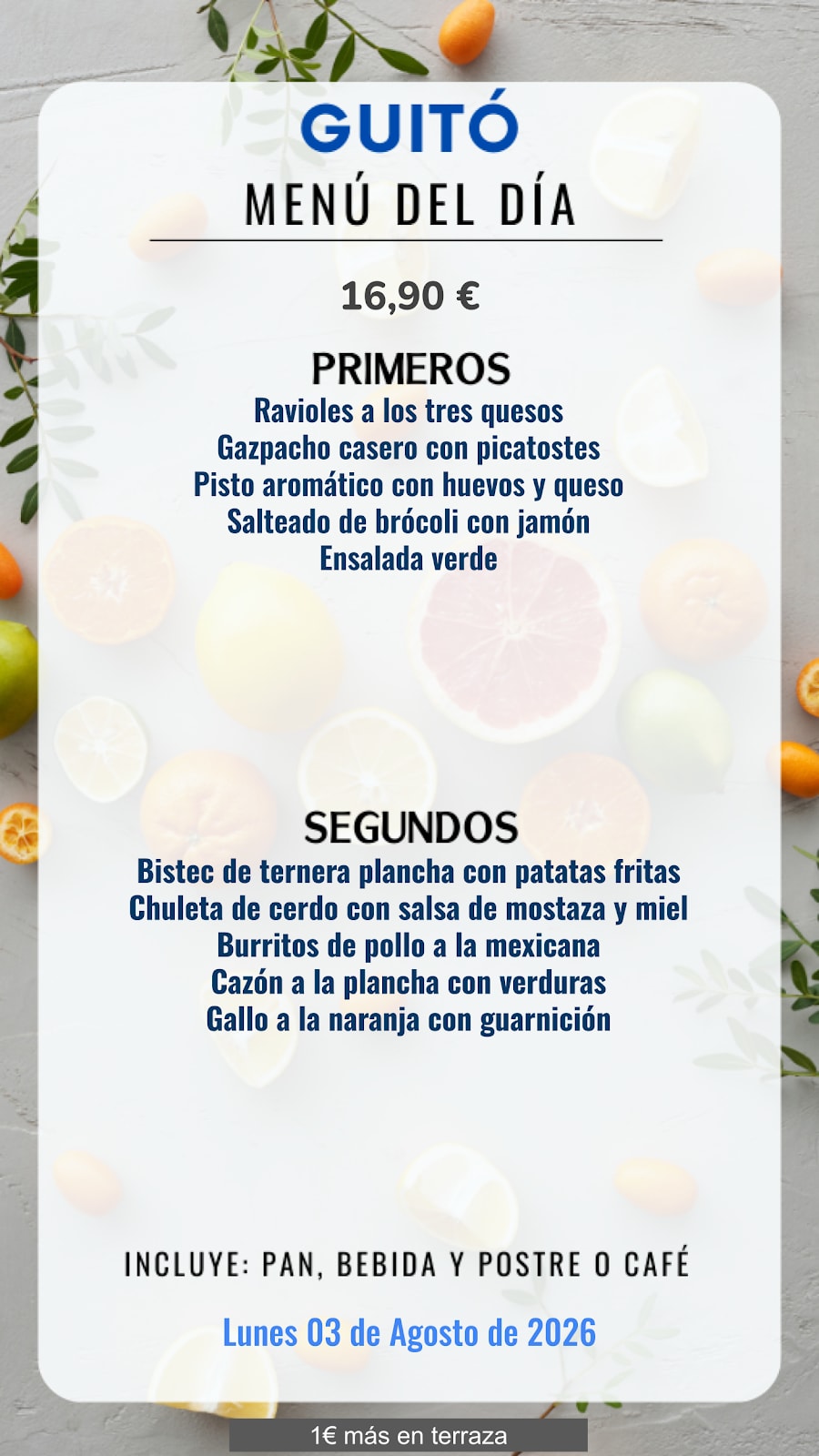 Menú del día - Guitó