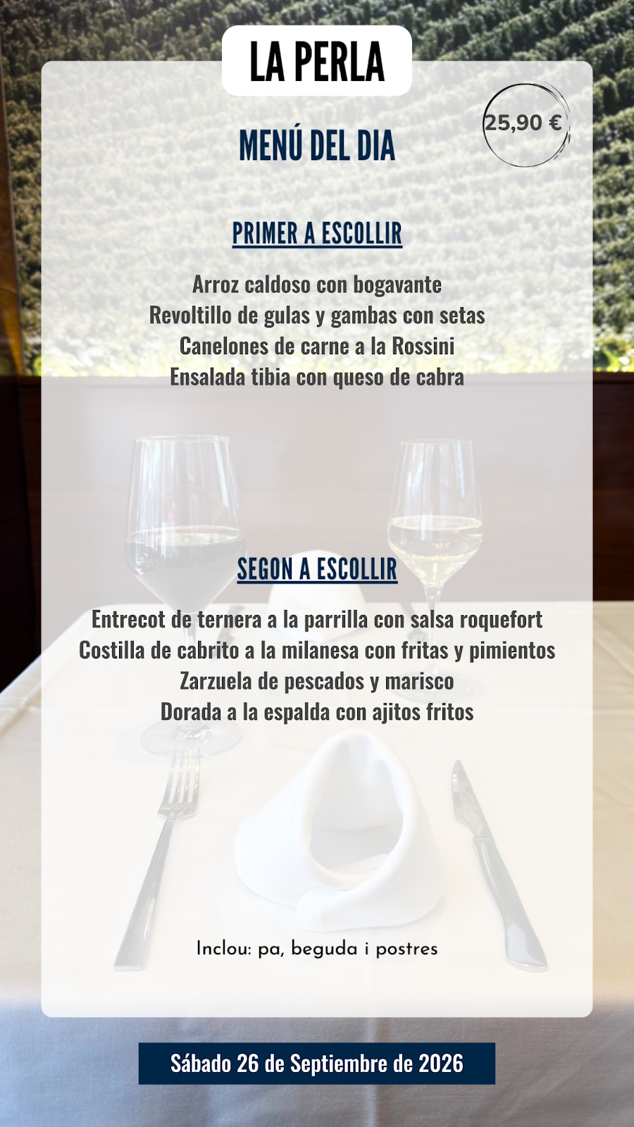 Menú del día - La Perla