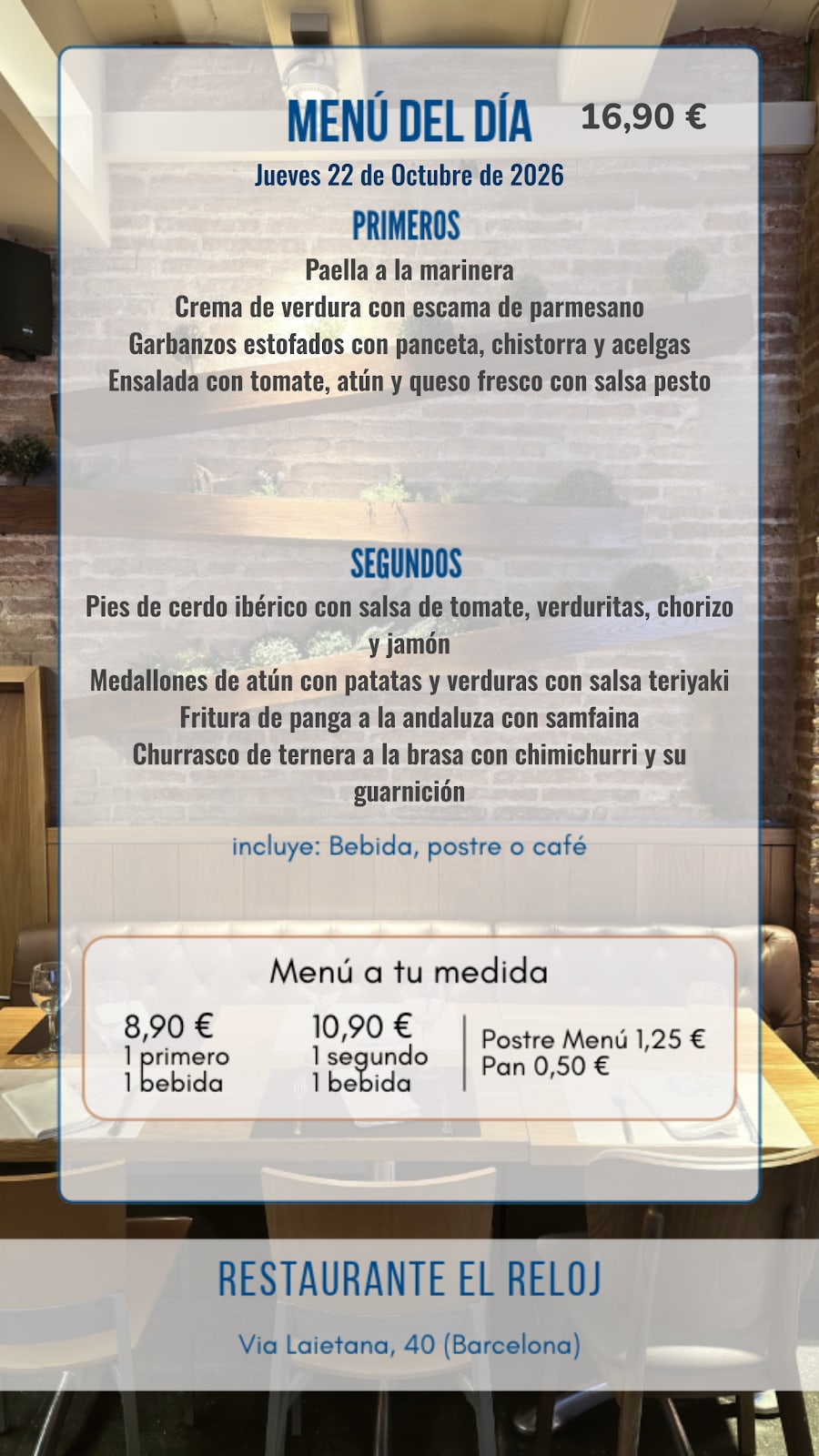 Menú del día - El Reloj