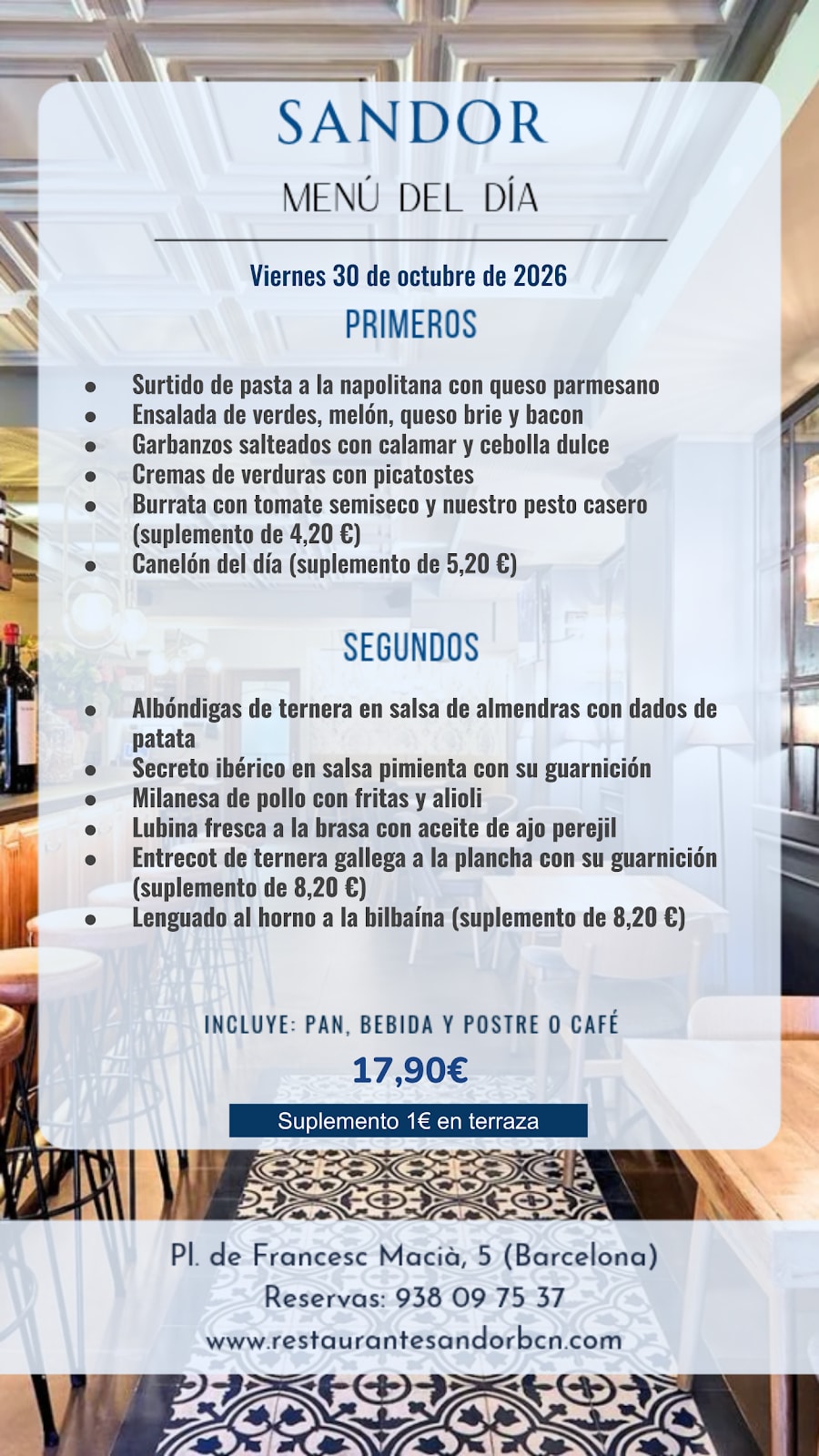 Menú del día - Sandor