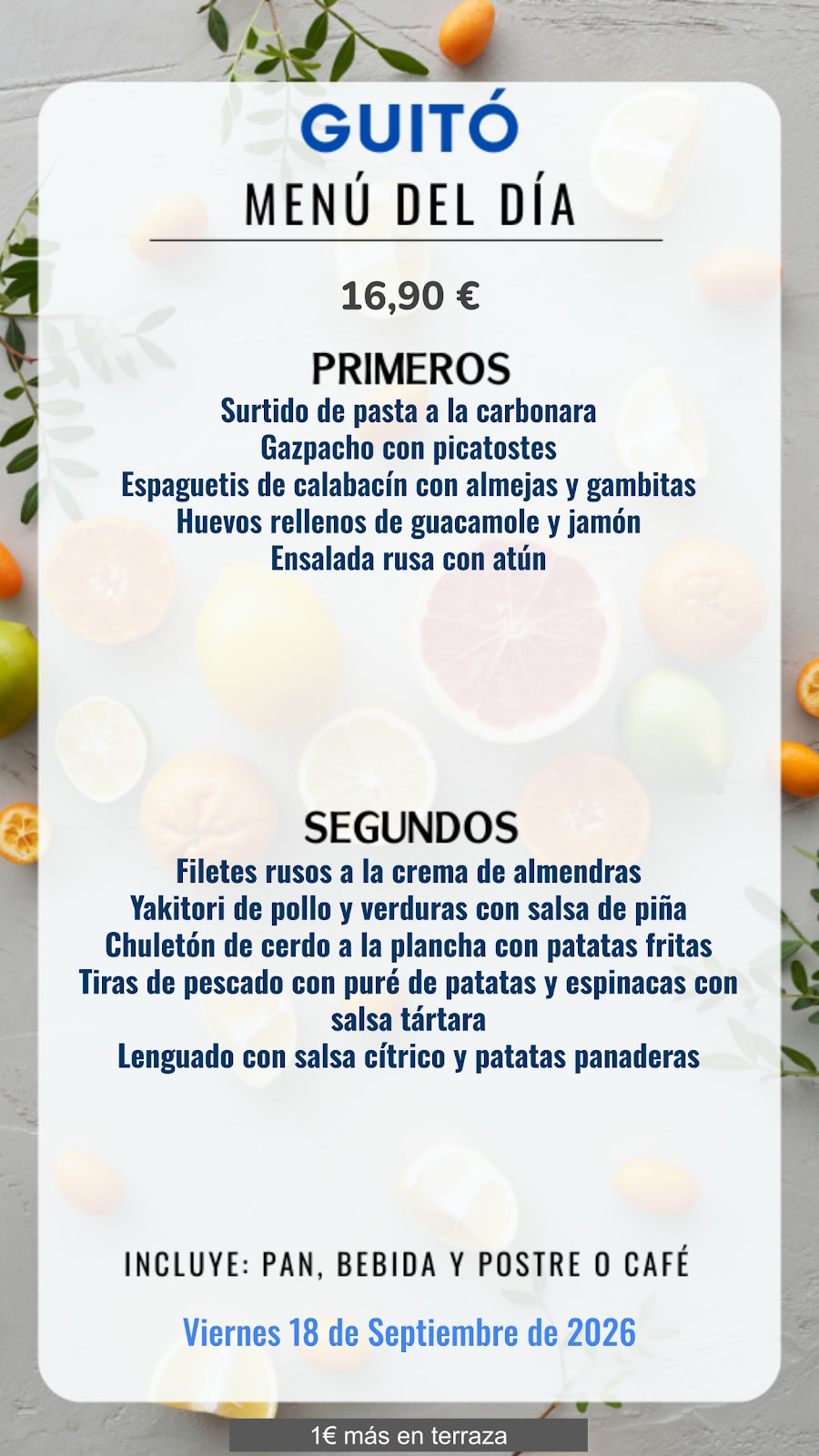 Menú del día - Guitó