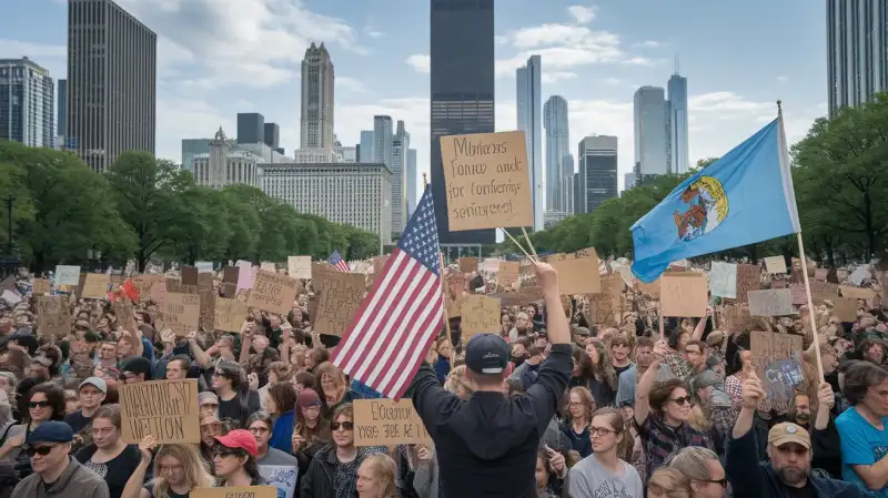 Protest masiv 'Fără Regi' în Chicago: Peste 100.000 de oameni pe străzi