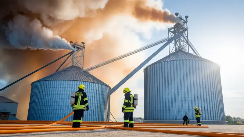 Incendiu devastator la un uscător de cereale din Botoșani