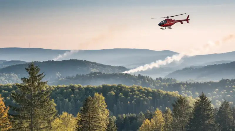Incendiu de vegetație în Caraș-Severin. Elicopter Black Hawk, trimis să stingă focarele din Slatina-Timiș