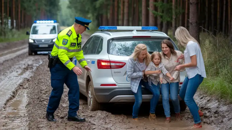 Familie salvată de jandarmi după ce GPS-ul i-a condus pe un drum forestier