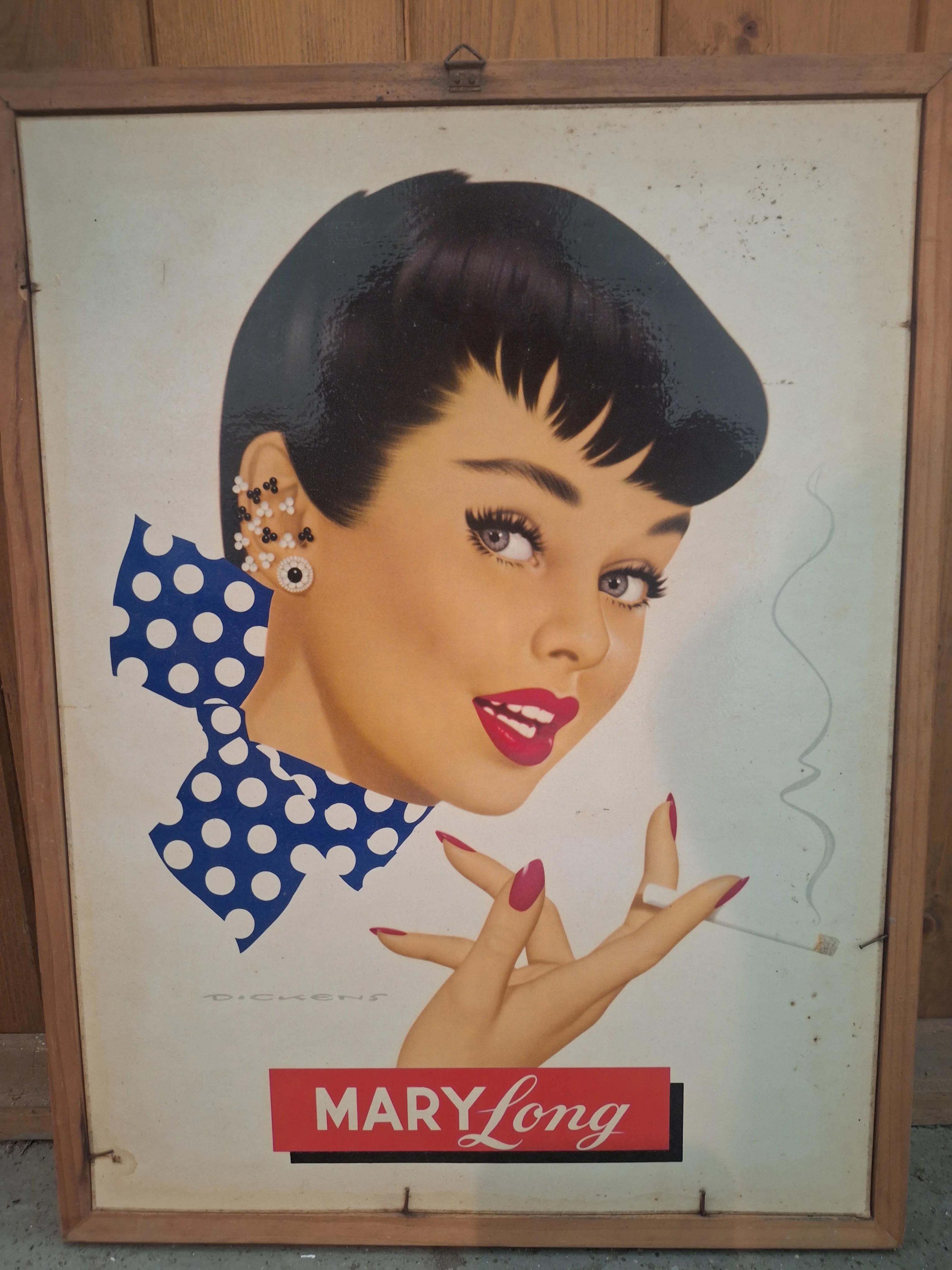 Insegna Pubblicitaria Vintage MaryLong Cigarettes - Design Archie Dickens, Anni '50