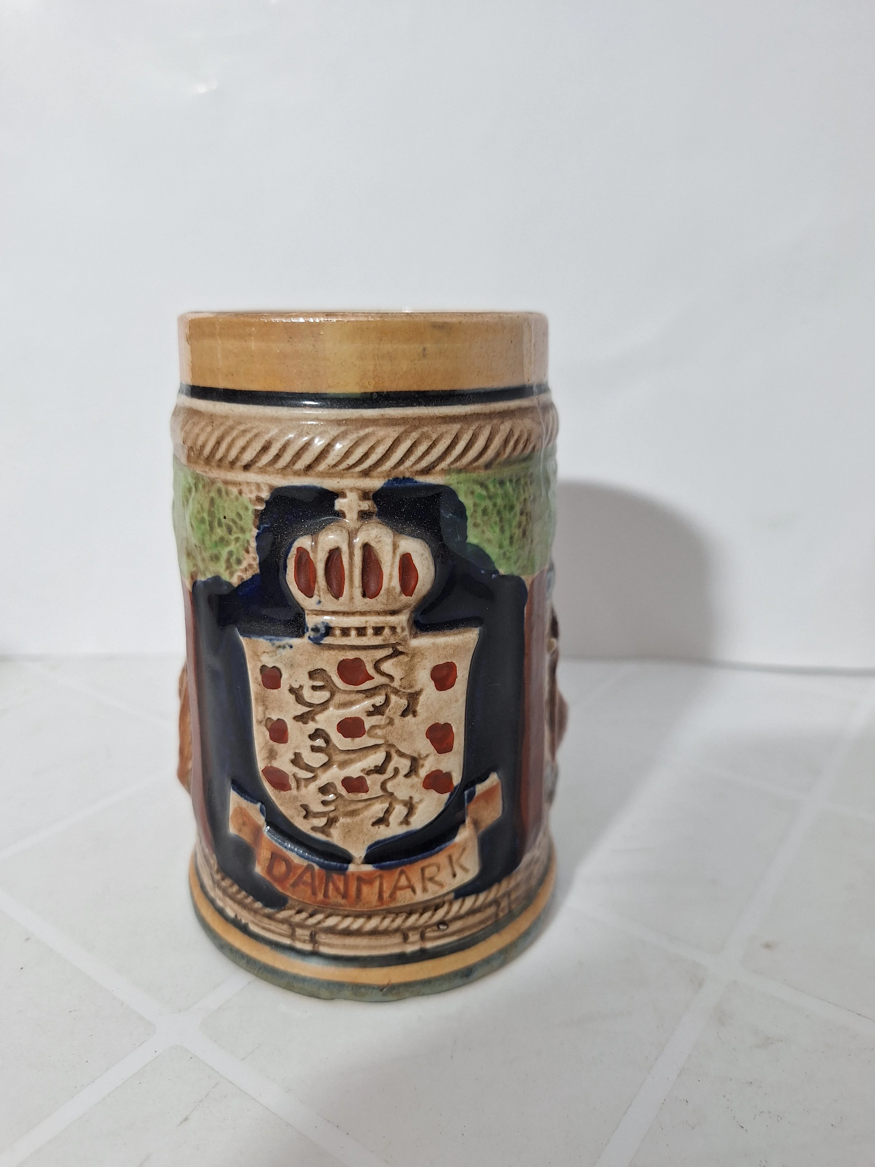 Boccale da Birra Vintage Danmark in Ceramica a Rilievo
