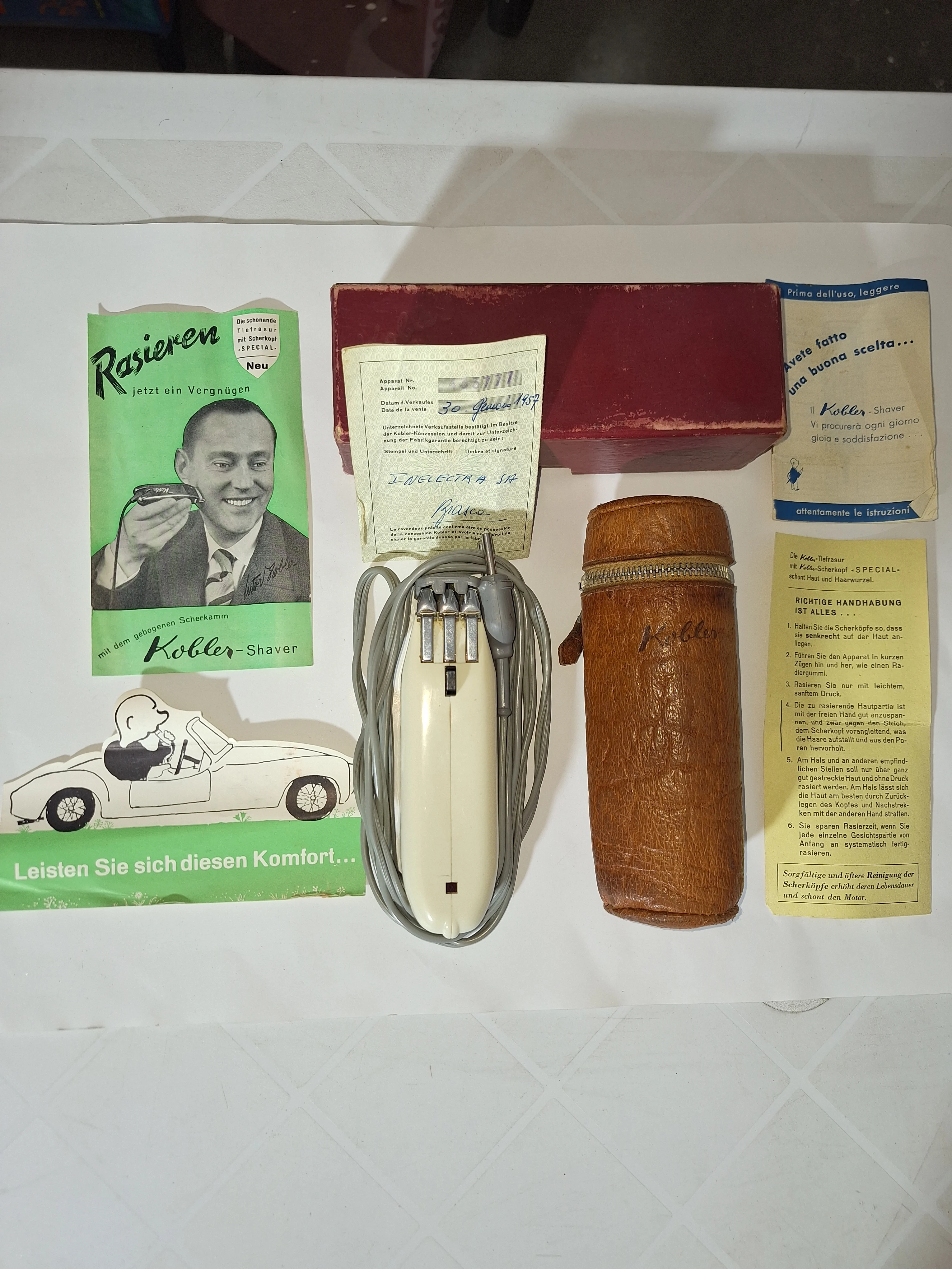 Rasoio Elettrico Vintage KOBLER Swiss Made con Custodia e Scatola Originali