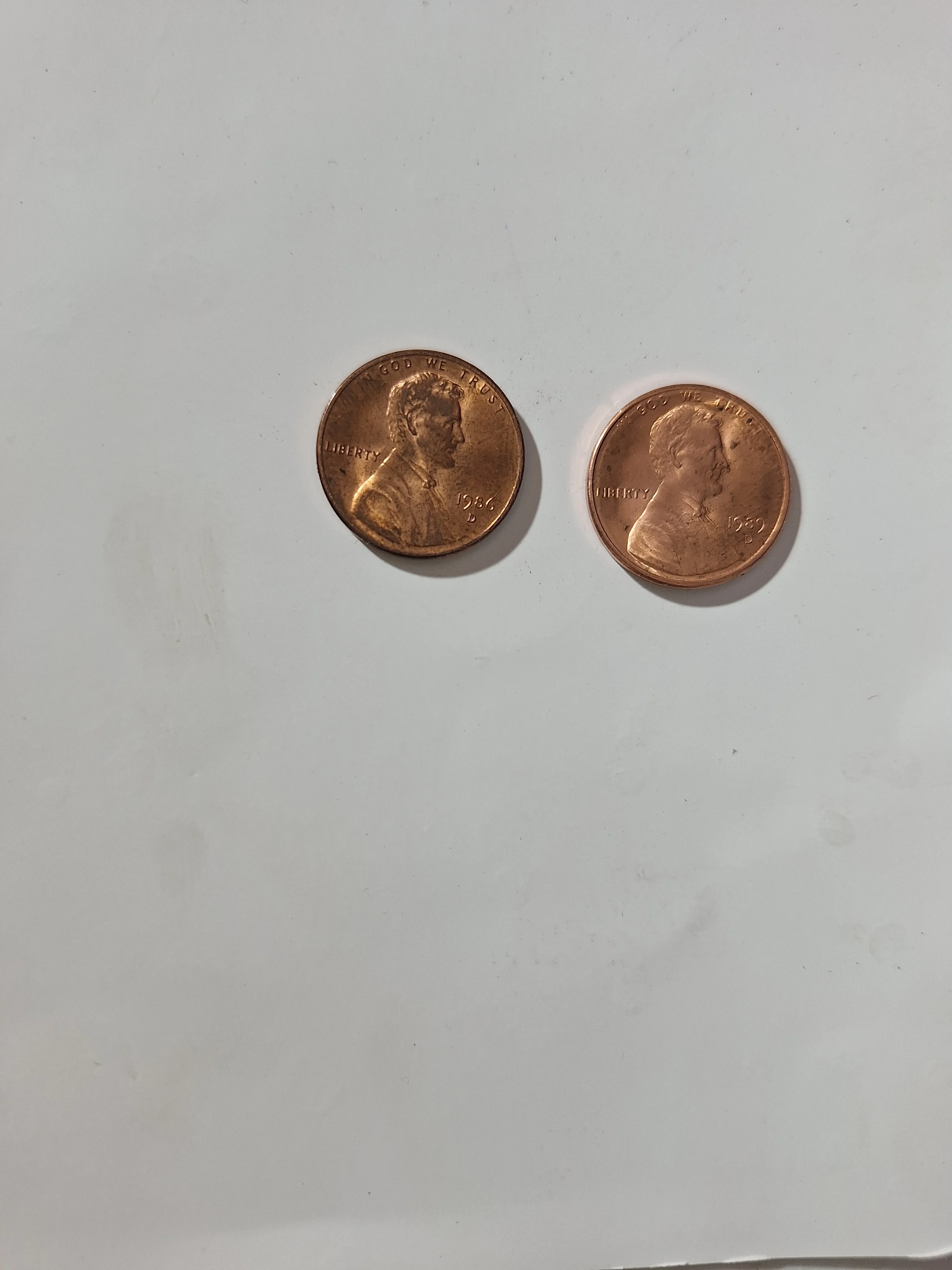Lotto 2 monete USA One Cent Lincoln Memorial 1987 e 1989