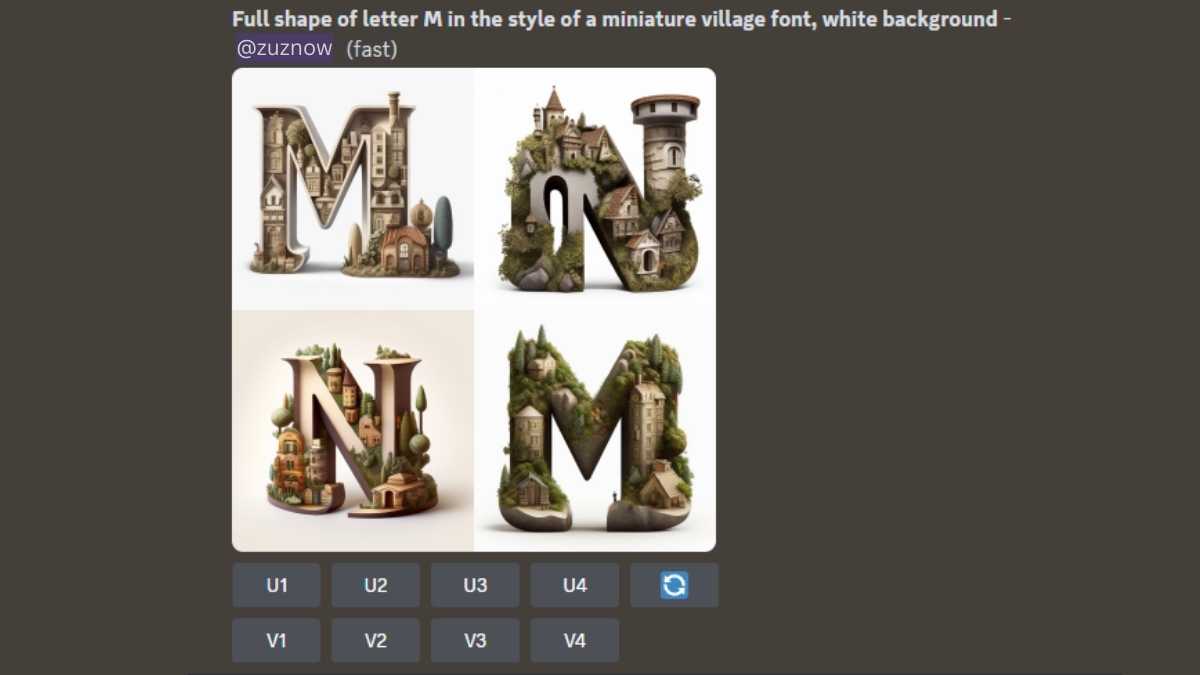 Midjourney prompting using M letter sign