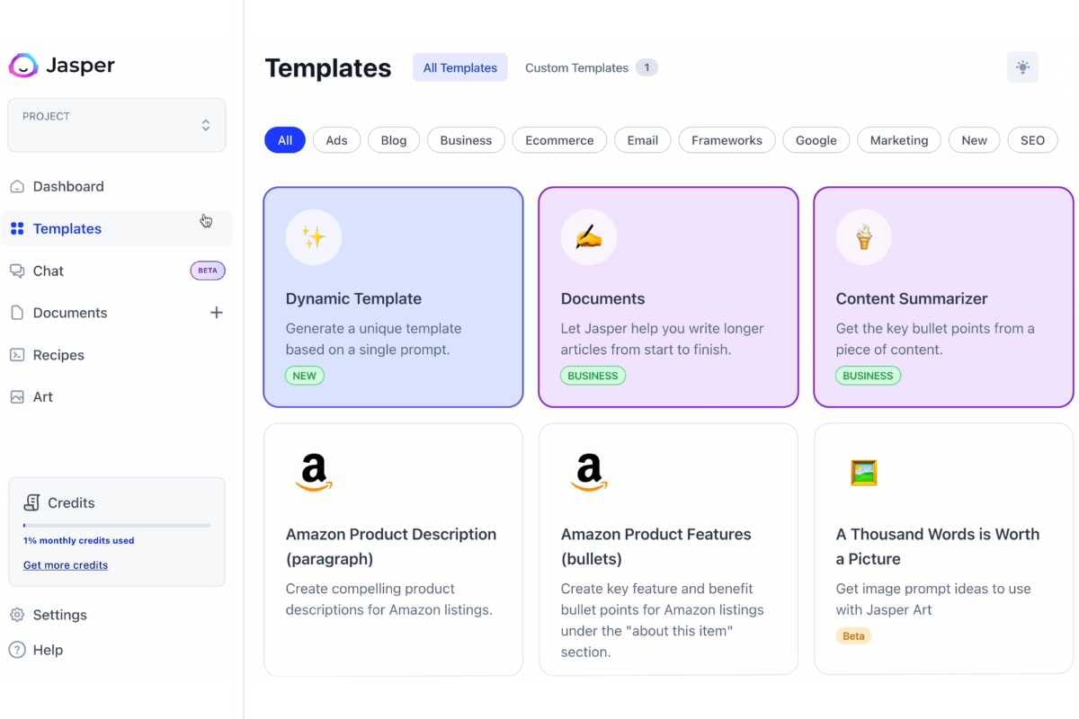 Jasper has 50+ templates to choose