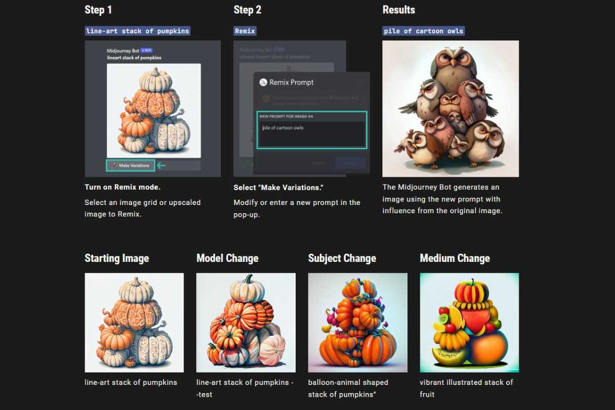 Midjourney remix mode