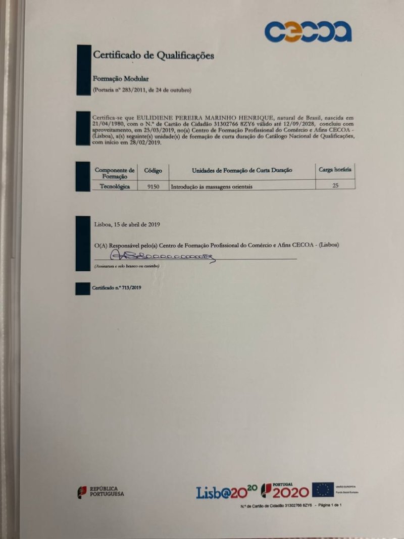Diploma — Introdução às Massagens Orientais (UFCD 9150)