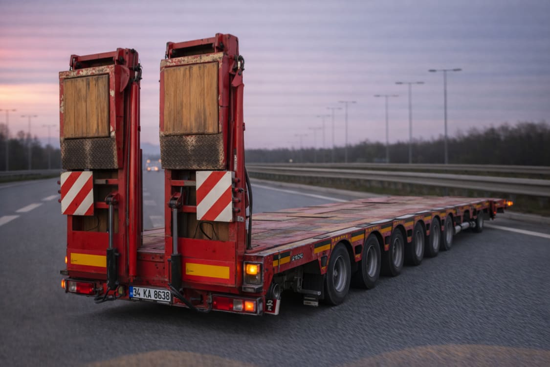 5 Dingil Lowbed Dorse 14 Metre - Alçak Yataklı Dorse — 9 m standart / 14 m toplam uzunluk | Cengaver Vinç