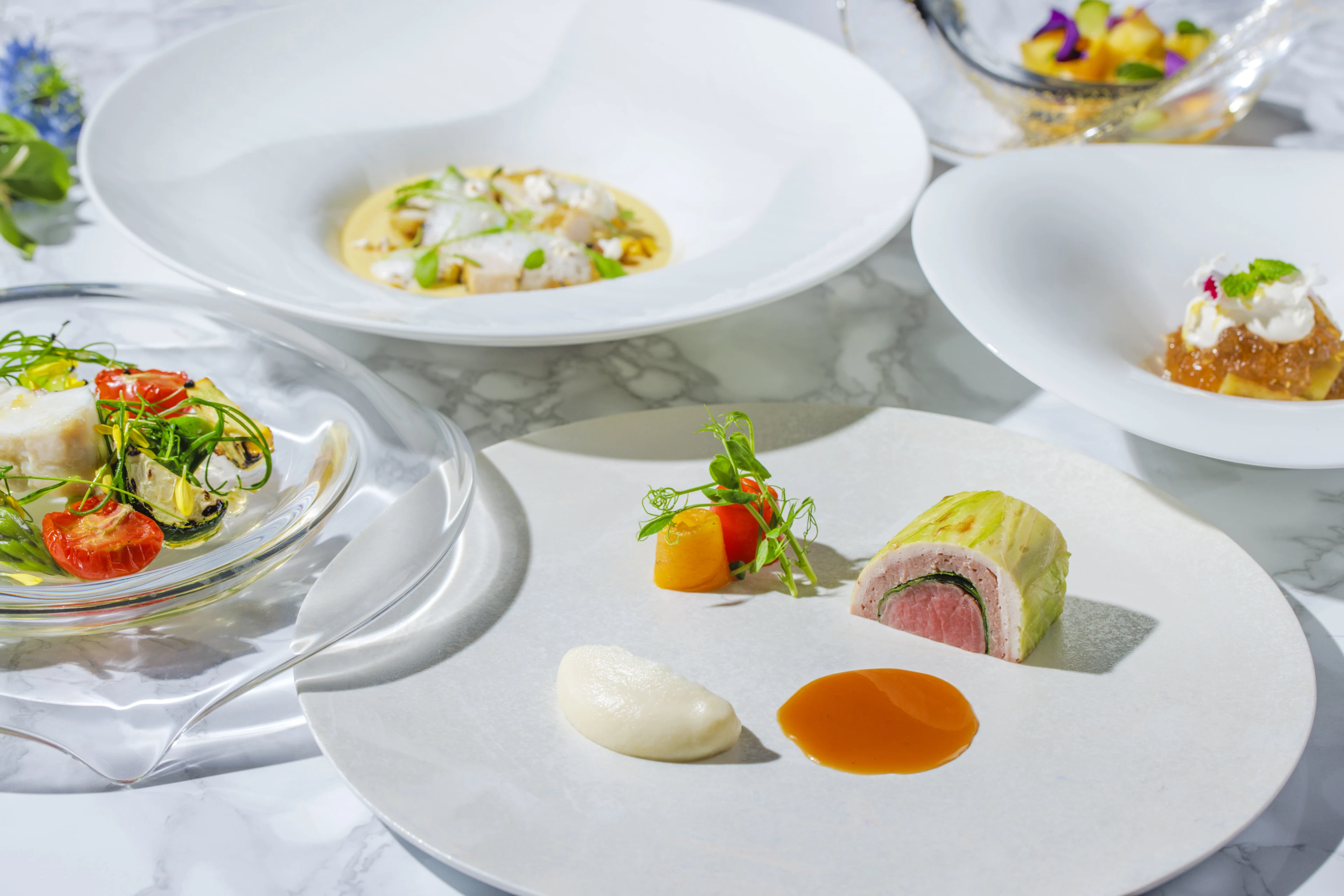 【テーブル×アニバーサリープラン】健康を意識したフレンチランチコース+メッセージ付きプレート+乾杯シャンパン付き★東銀座で身体に優しい料理を堪能