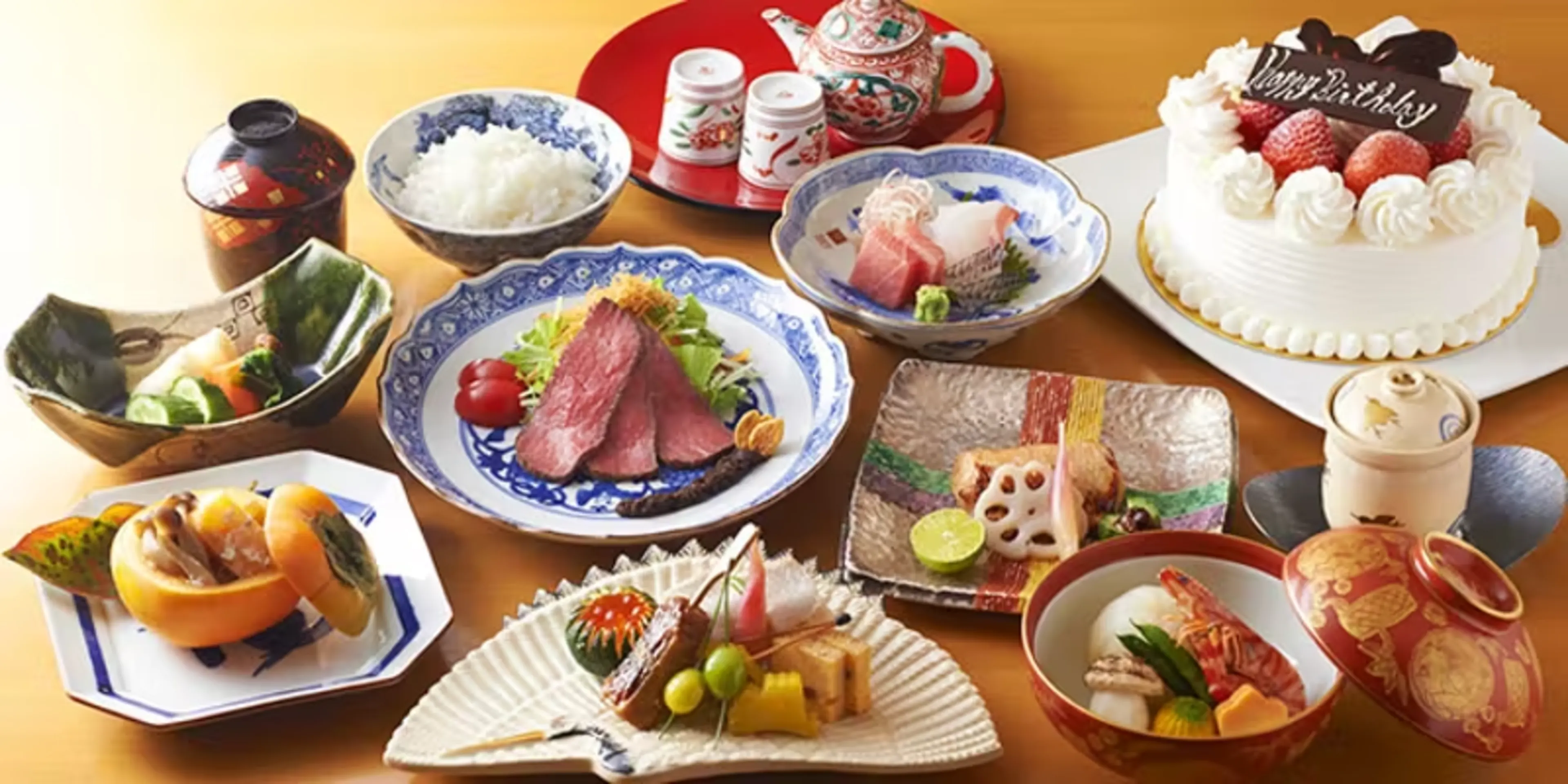 【選べるメイン】アニバーサリー特別懐石全7品＋メッセージ入りホールケーキ付★鶴岡八幡宮傍近★