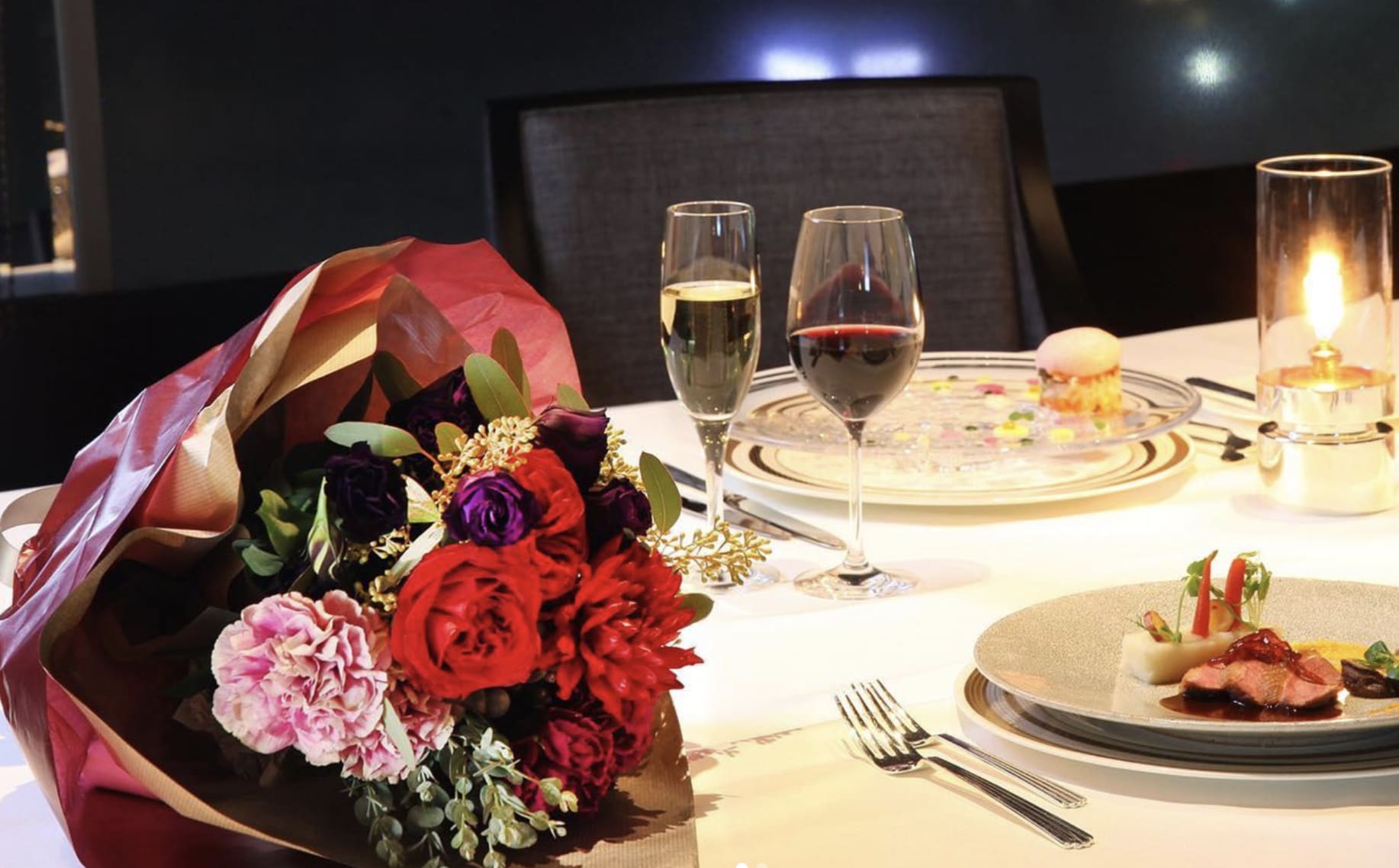 絶景大パノラマ☆夜景を望む窓側席確約×プロポーズディナー】季節の