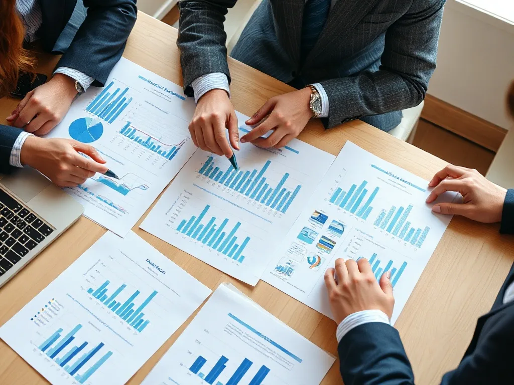 Equipe analisando planilhas financeiras com taxas de juros elevadas