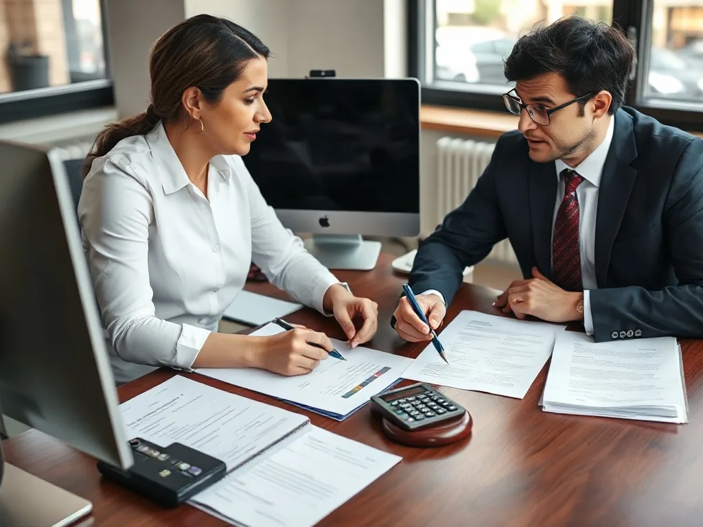 Advogado e consultor financeiro orientando empresário sobre direitos na execução.
