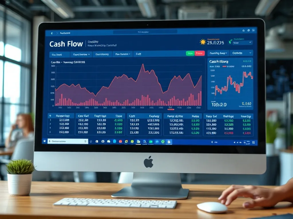 Queda repentina do caixa em dashboard financeiro evidencia risco à liquidez.