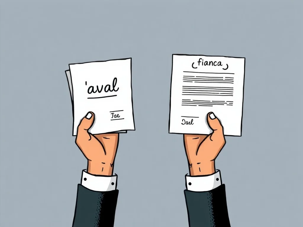Comparação visual entre aval e fiança em um contexto empresarial