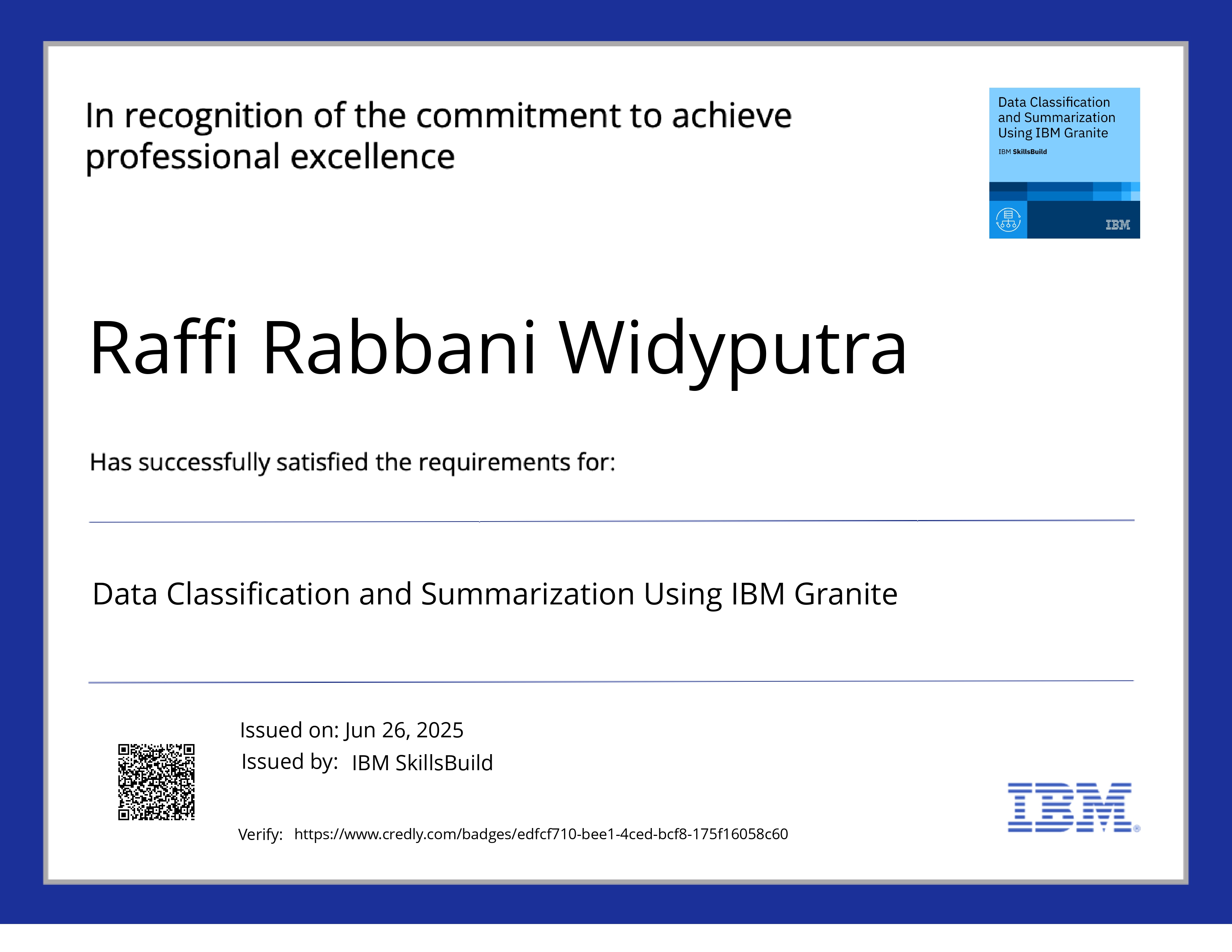 Data Classification and Summarization Using IBM Granite Certificate