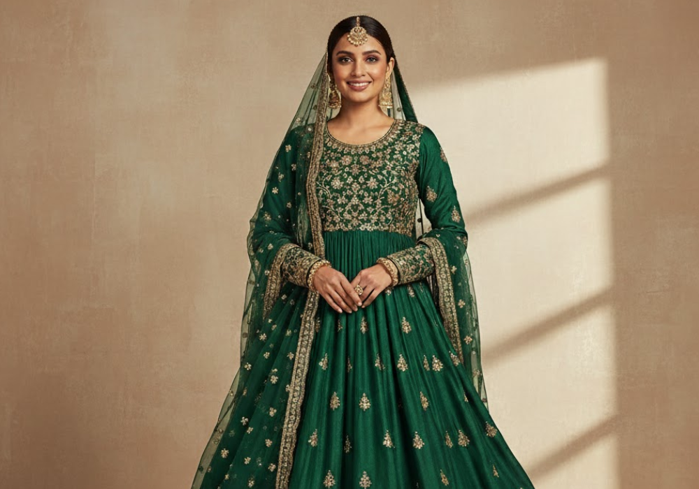 happy customer with finished dress from doorstep tailor