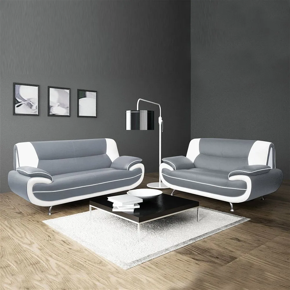 Alzira Grey/White Sofa Set - Sofa Sets