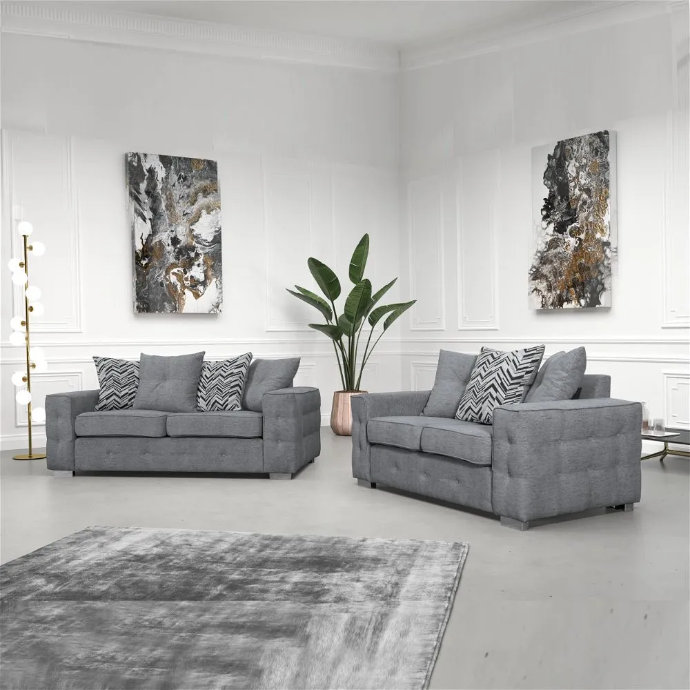 Jiroft Grey 3 Plus 2 Sofa Set - Sofa Sets