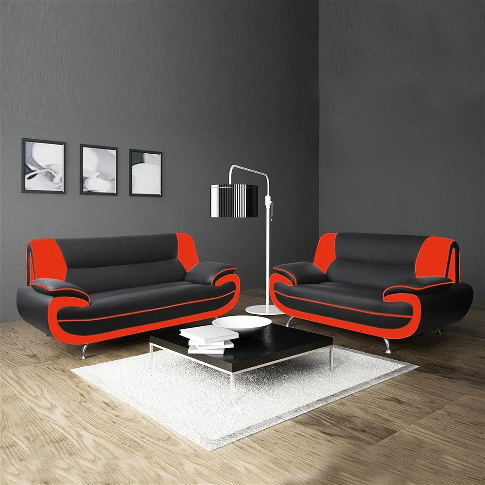 Alzira Red/black Sofa Set - Sofa Sets