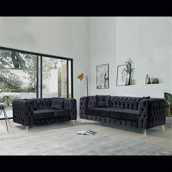 Loxton Black 3 Plus 2 Sofa Set - Sofa Sets