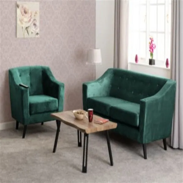 Ascot Green 2 Seater Velvet Fabric Sofa - Sofa Sets