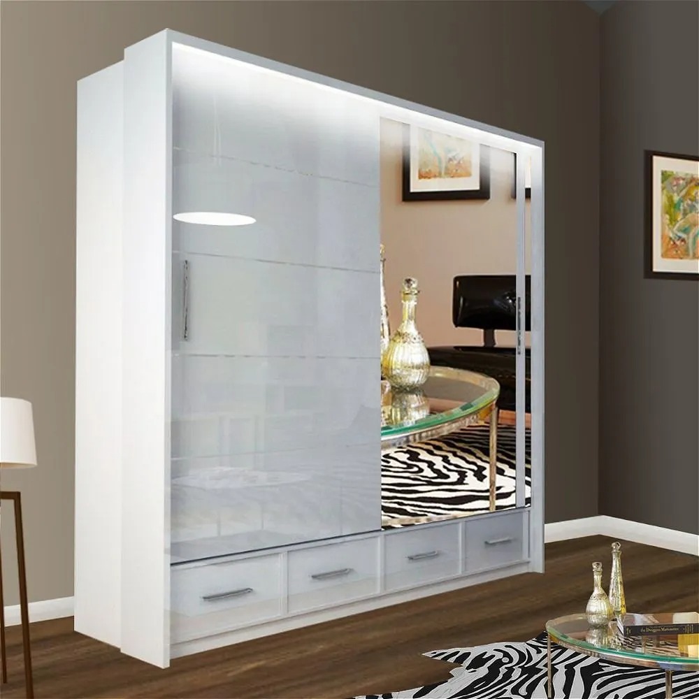 Sycylia II High Gloss Wardrobe White - High Gloss Wardrobes