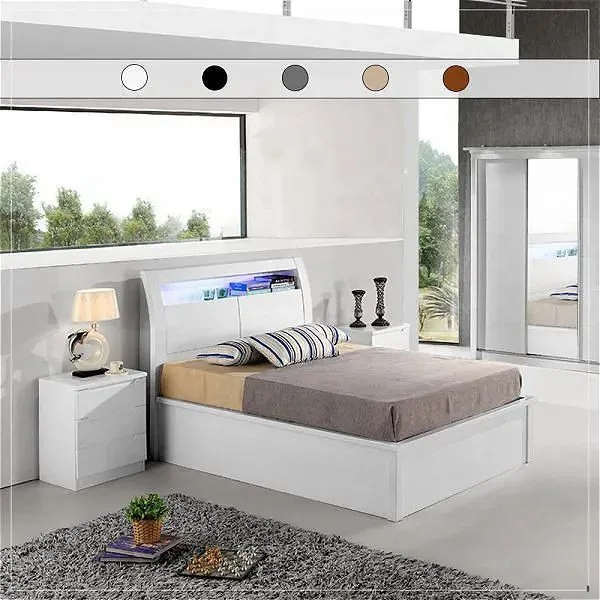 Mage White High Gloss Bed - High Gloss Beds