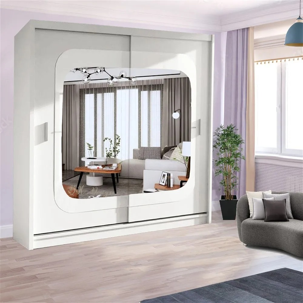 Chelsea II Sliding Wardrobe White (White Strip) - Sliding Wardrobes