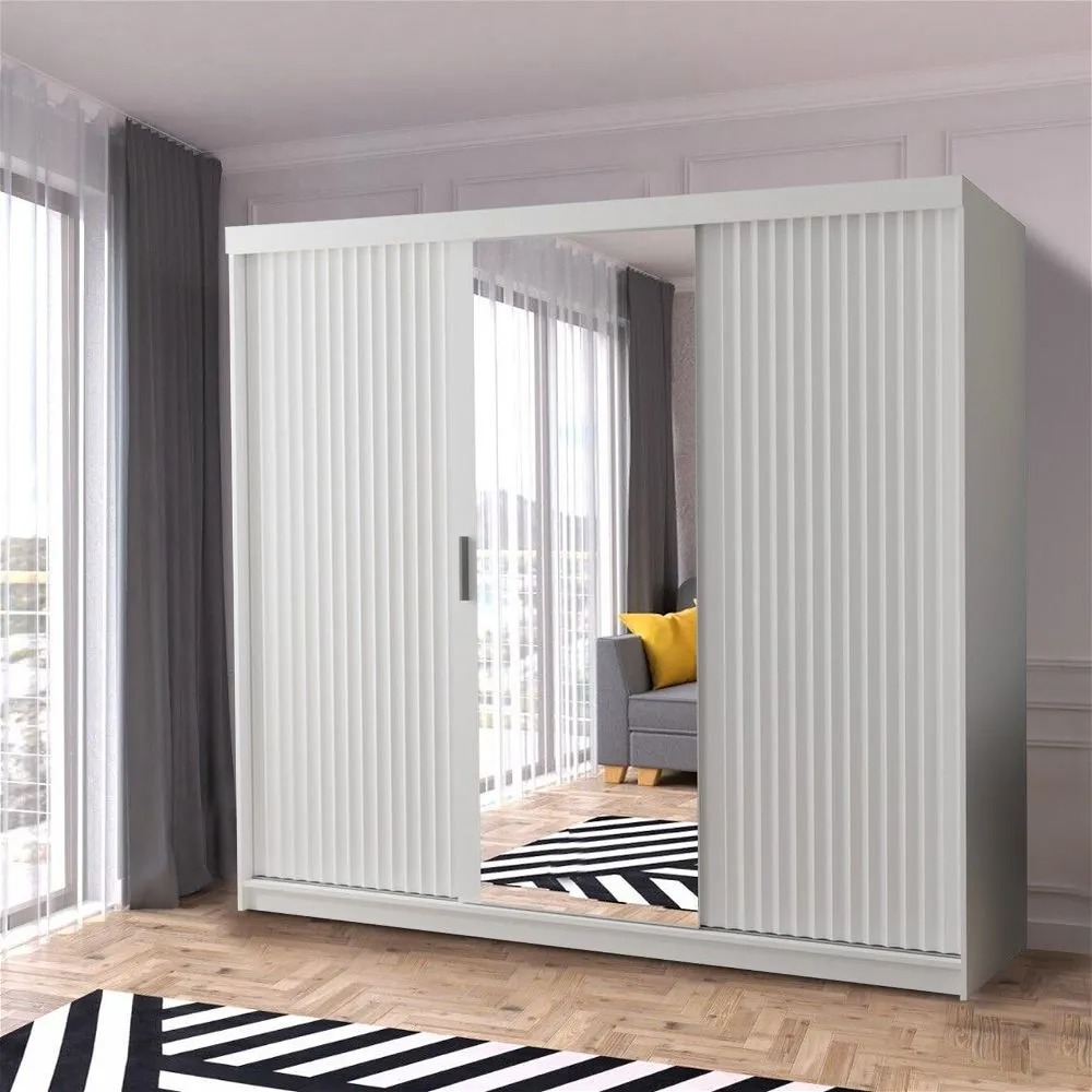 Wave II Sliding Wardrobe 250cm White - Sliding Wardrobes