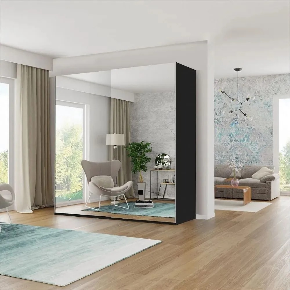 Etna II Sliding Wardrobe Black - Sliding Wardrobes