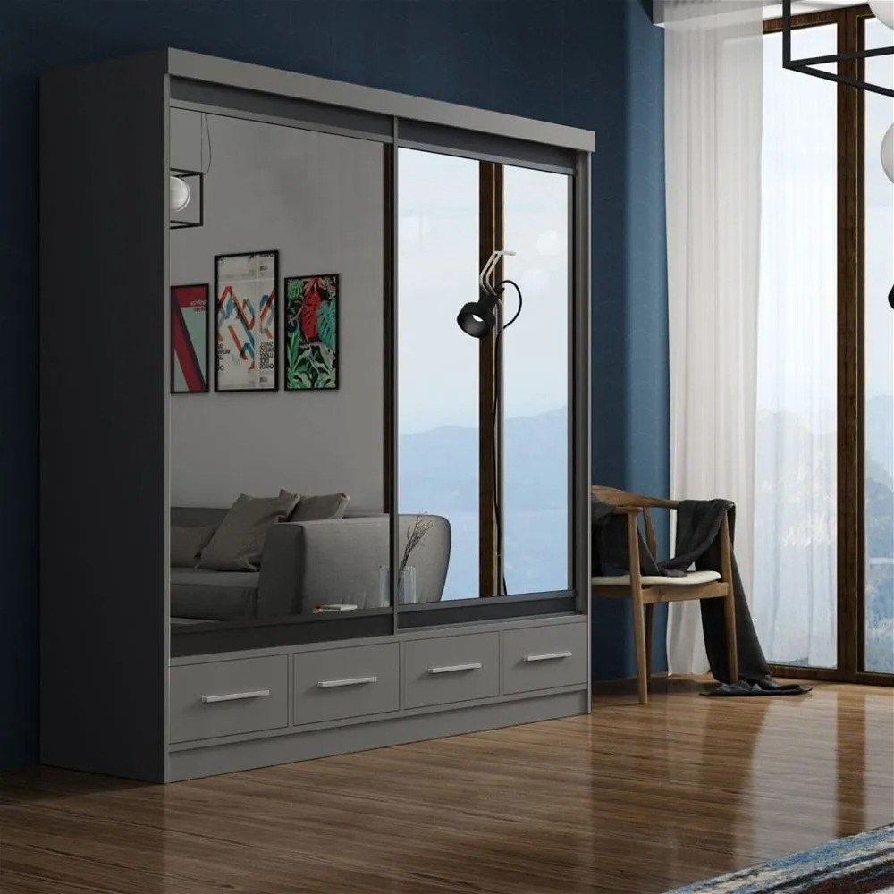 Mayfair II Sliding Wardrobe Grey - Sliding Wardrobes