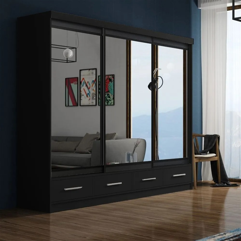 Mayfair II Sliding Wardrobe 250cm Black - Sliding Wardrobes