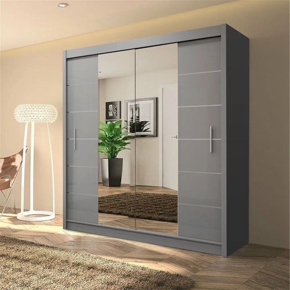 Lisbon II Sliding Wardrobe Grey - Sliding Wardrobes
