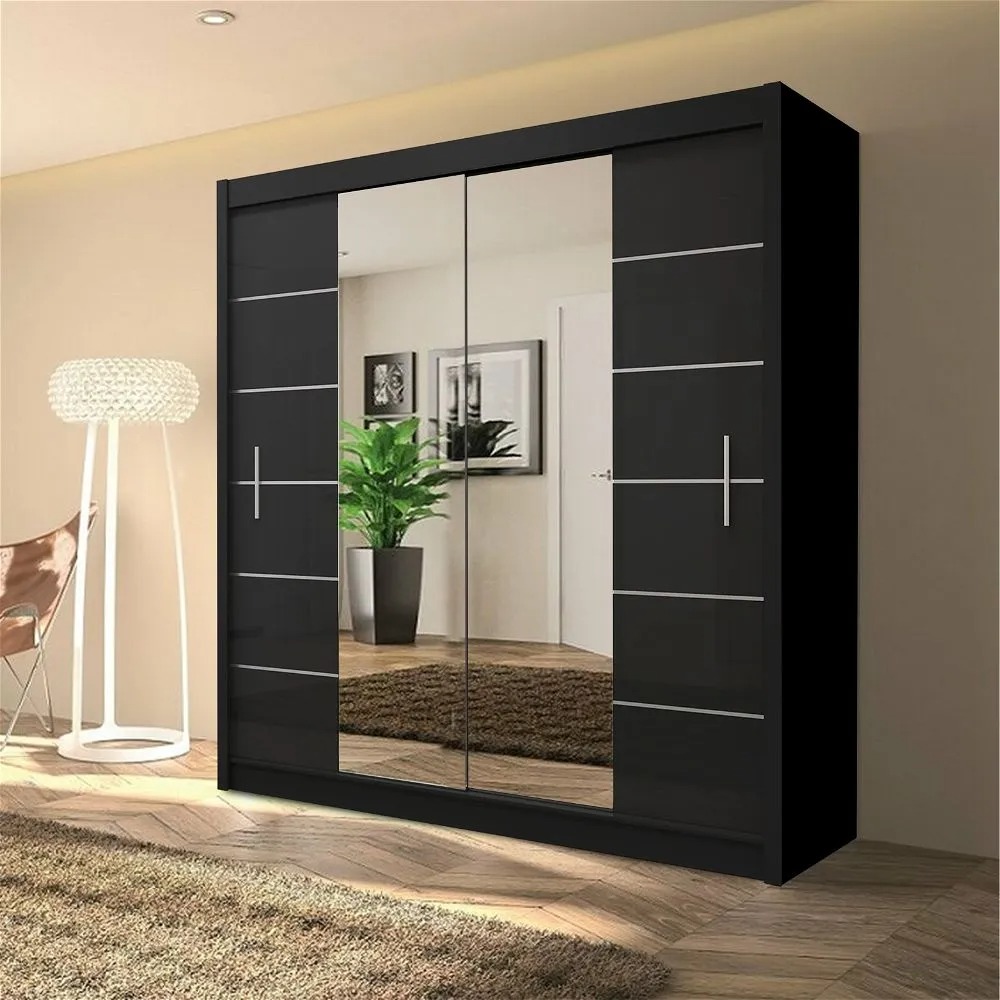 Lisbon II Sliding Wardrobe Black - Sliding Wardrobes