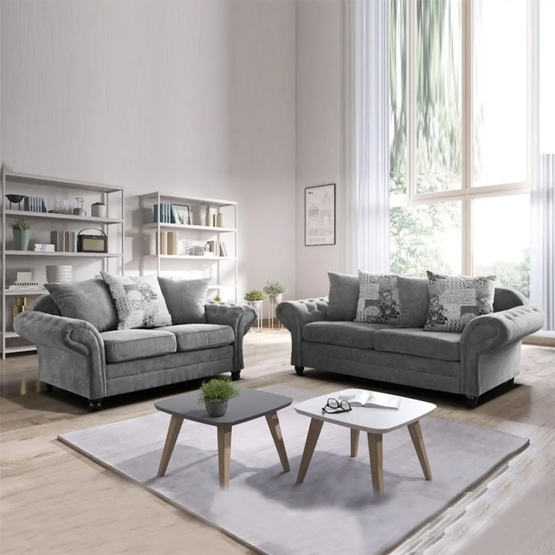 Atlin Grey 3 Plus 2 Seater Sofa Set - Sofa Sets