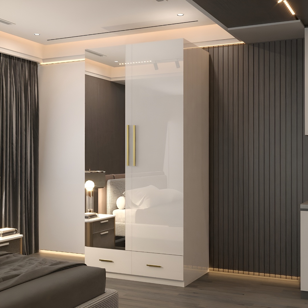 High Gloss 2 Door And 2 Drawer Wardrobe - High Gloss Wardrobes