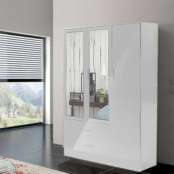 Bobby White 3 Door High Gloss Wardrobe - High Gloss Wardrobes