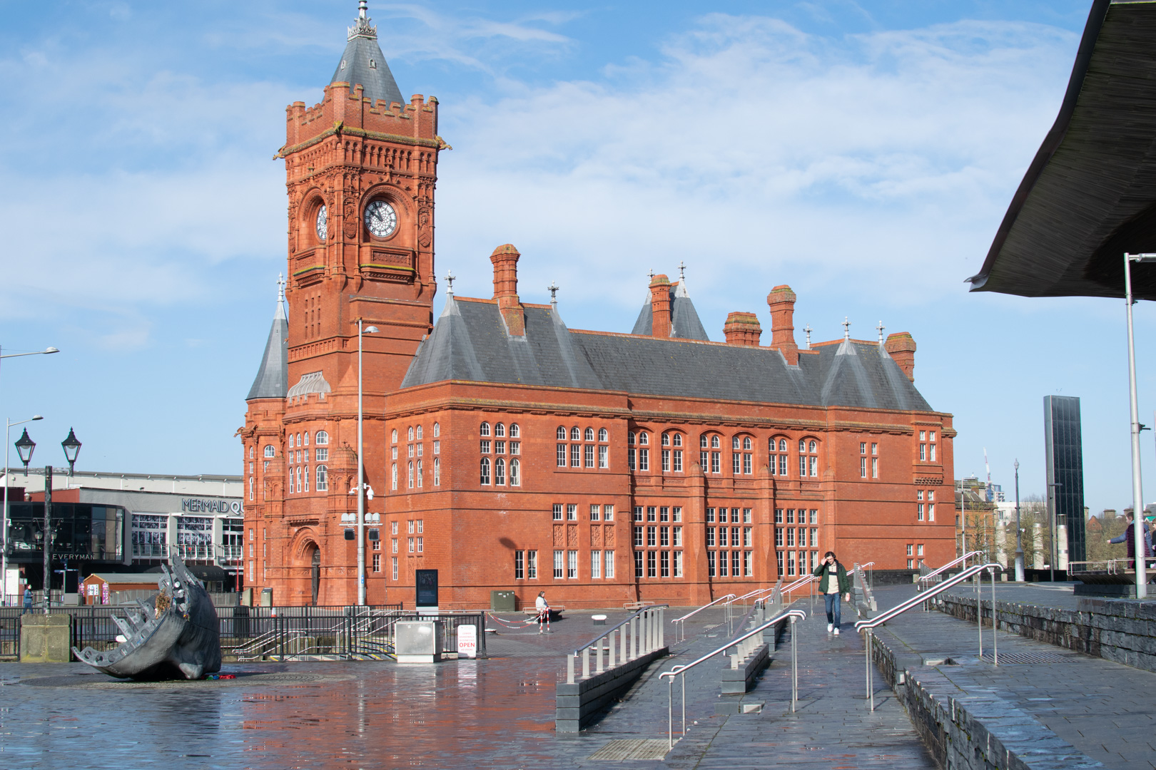 Photograph of the iconic Pierhead Building in Cardiff Bay on a sunny day