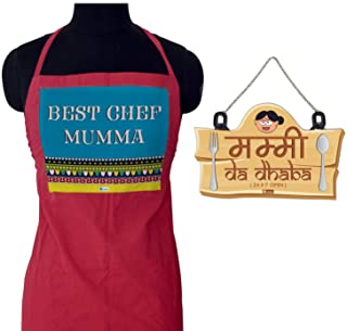 Amazon offers on Mothers Day Deals - Buy Indigifts Mummy Da Dhaba Wall Hanging 8X12.5 Inches & Pink Apron Coat 26x30 inches - Mom-Mummy-Maa-Birthday, Kitchen Door Sign, Cute Designer Gift for Mom, Parents Online at Low Prices in India - Amazon.in