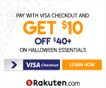 Get $10 off $40+ When You Pay with VISA Checkout on Halloween Costumes, Accessories and Decor at Rakuten