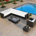 10 Piece Outdoor Patio Furniture Set PE Wicker Rattan Sofa Aluminum Frame Brown