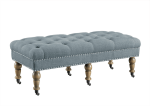 Linon Isabelle Washed Blue Linen 50″ Bench