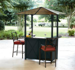 Ty Pennington Style Sunset Beach Hardtop Bar with Polycarbonate Roof + 2 Bar Chairs